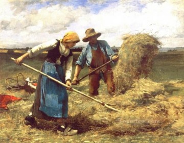 ジュリアン・デュプレ Painting - 小麦畑の農場生活 リアリズム ジュリアン・デュプレ